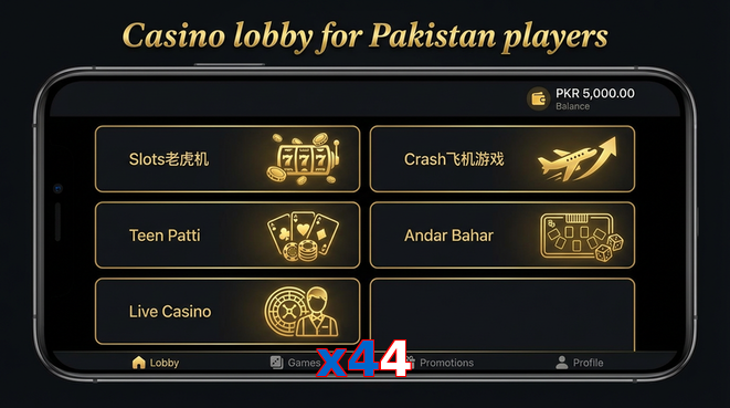 Lobby view of X44 for Pakistan users